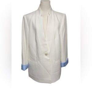 Tommy Hilfiger One-Button Stretch Blazer in Ivory Size 14